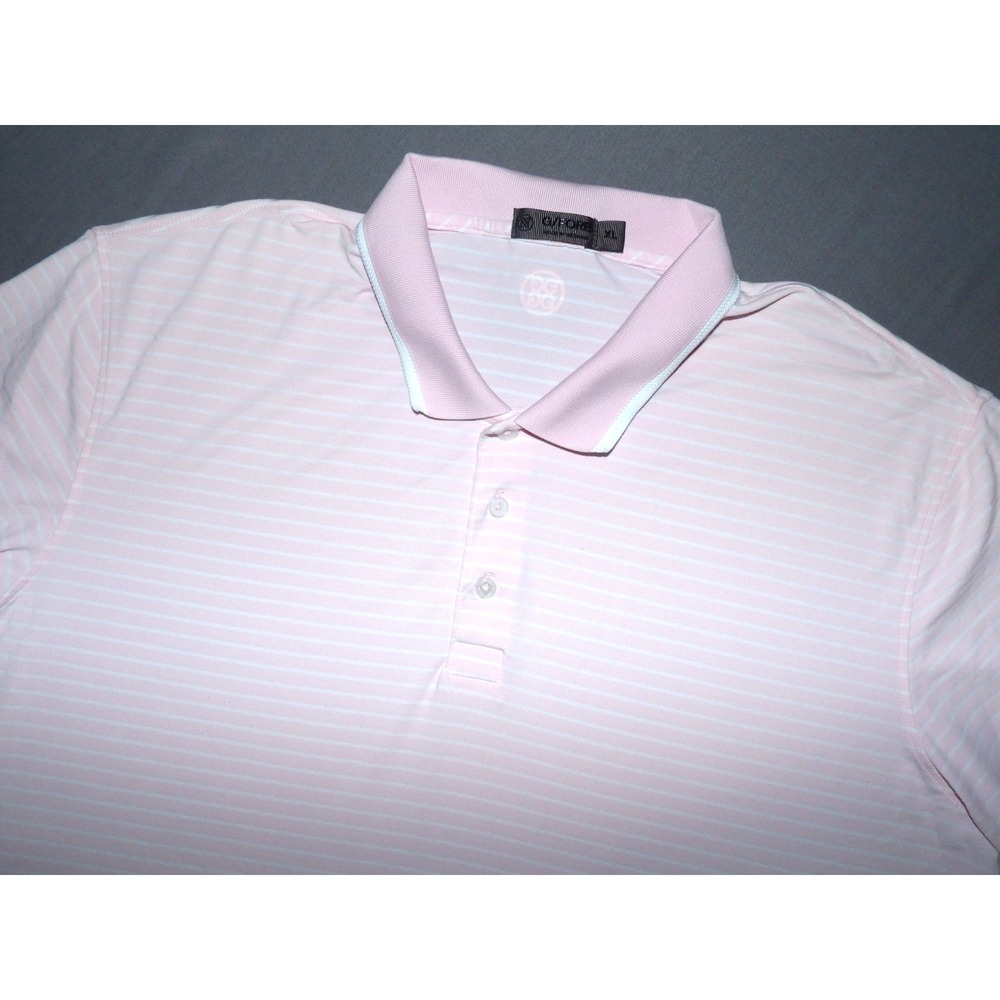G/FORE Short Sleeved Pink Striped Stretch Performance Polo‎ Golf Shirt Men's XL